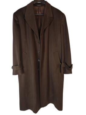 Men's Lineage Brown Virgin Wool Overcoat Size Unknown